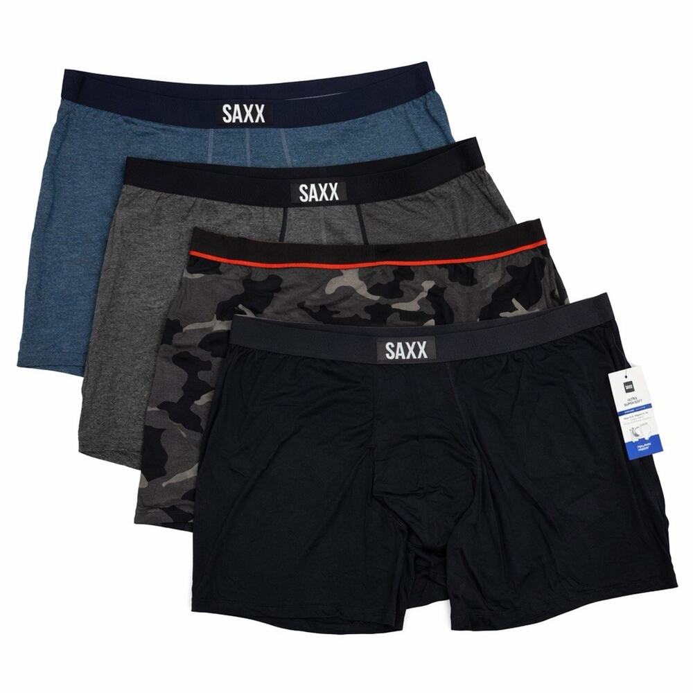 Saxx Boxer Briefs Mens 4XL Relaxed Fit Ultra Super Soft Ballpark Pouch Lot 4 NWT